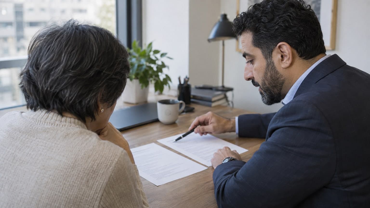 An adviser and owner comparing two account summaries.